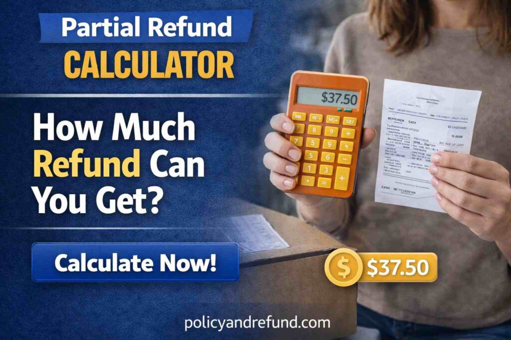Partial Refund Calculator. Calculate your actual refund after restocking fees, return shipping, and deductions. Know what you’ll really get back.