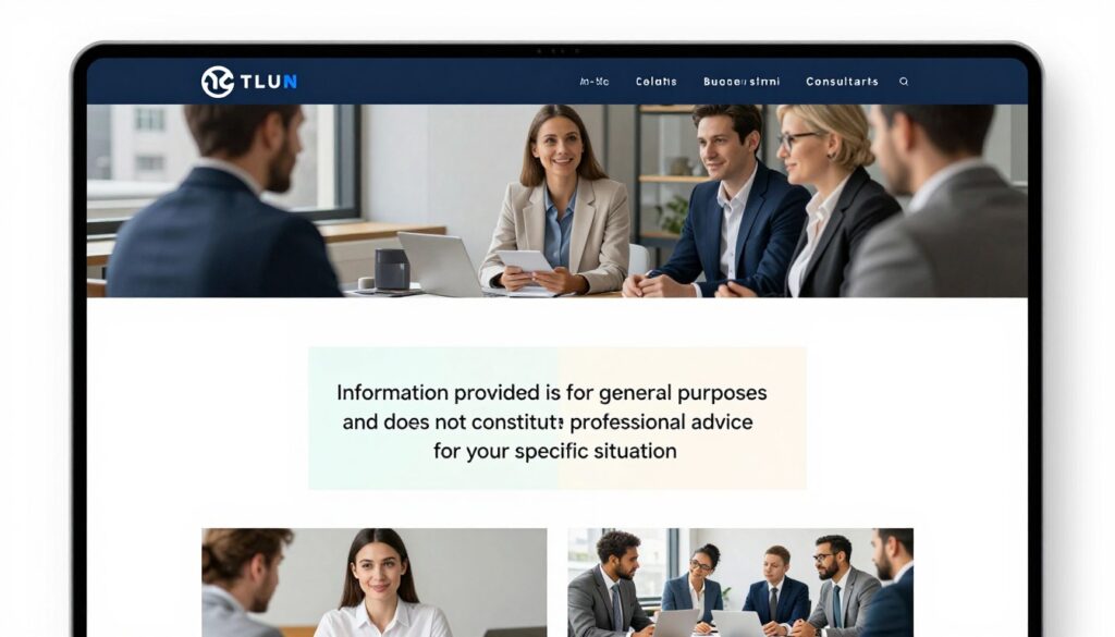 Professional consultant website showing service disclaimer Professional consultant website showing service disclaimer